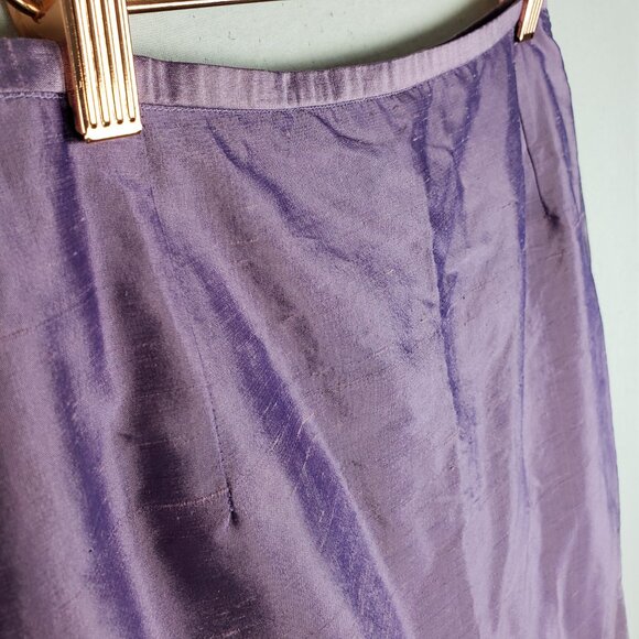 Vintage Philippe Adec Pencil Skirt 100% Silk Metallic Lavender Purple size 8/ 42 - Picture 9 of 9